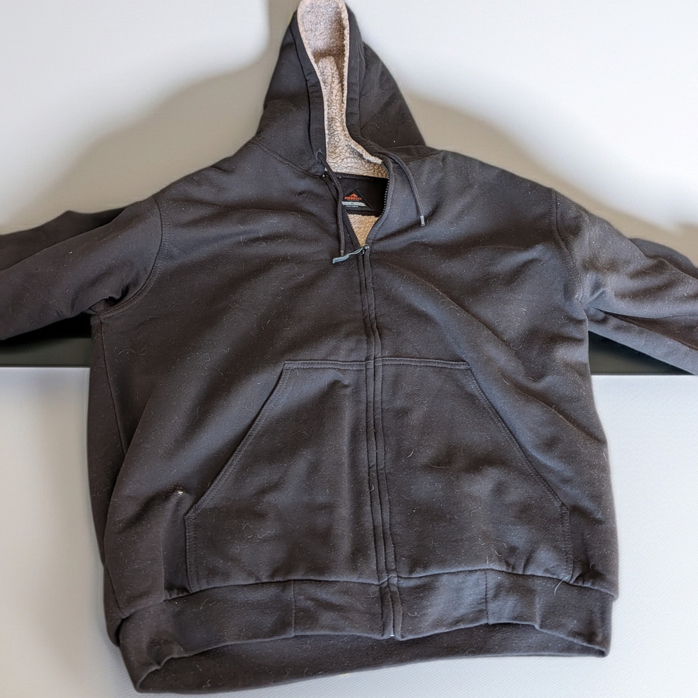Ridgecut Toughwear Men's XL Sherpa Black Hooded Jacket Excellent Condition